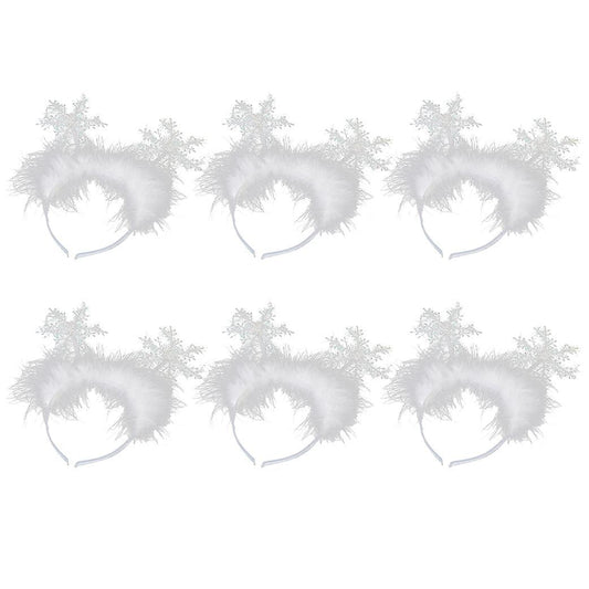 6pcs Christmas Ornaments Christmas Headdress Snowflake Headband White