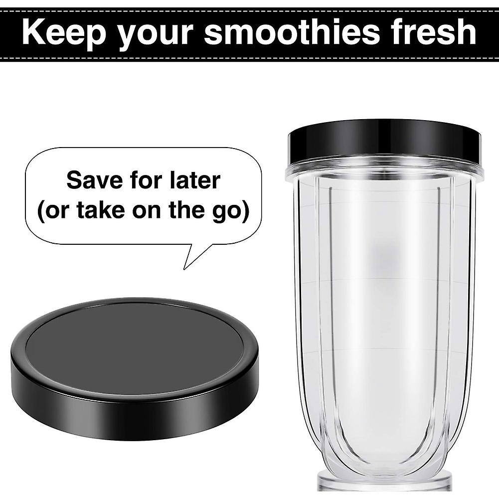 6 Pack Replacement Black Plastic Stay Fresh Lid Parts with 16oz Cup