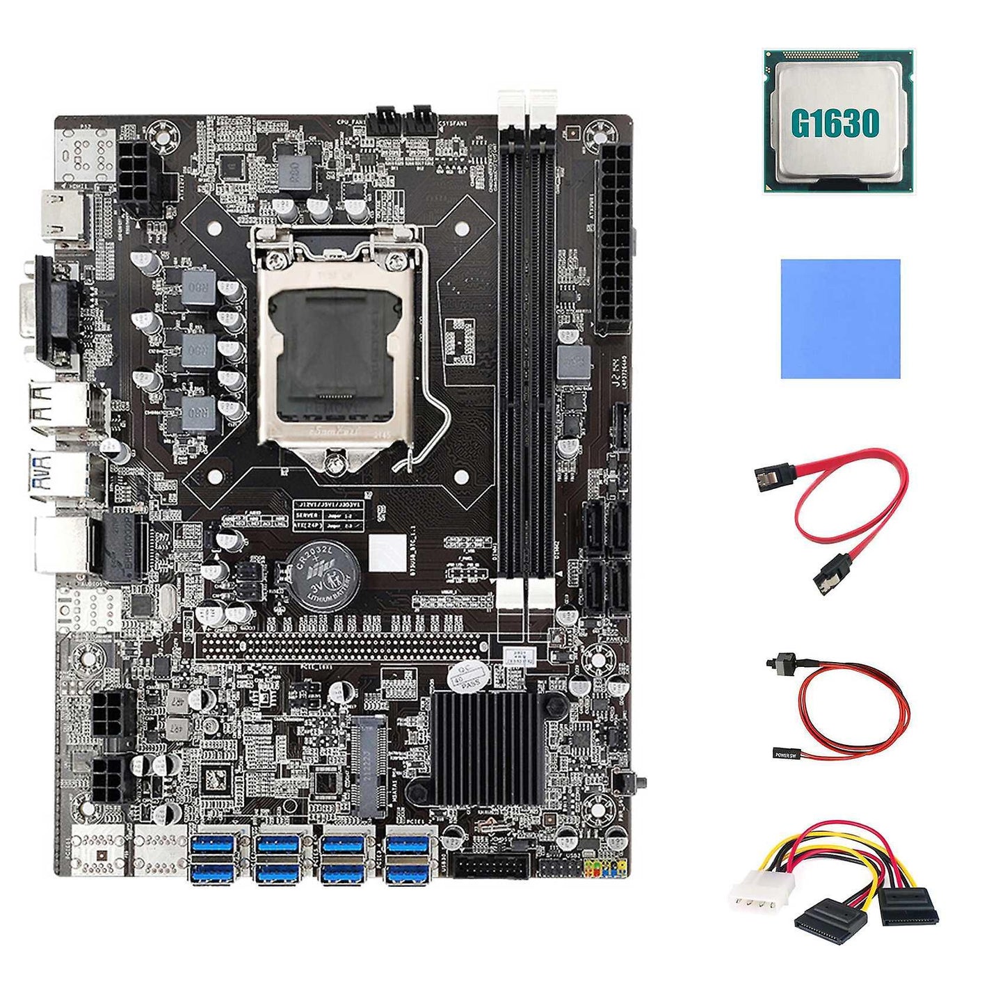 B75 Motherboard+g1630 Cpu+4pin to Sata Cable+sata Cable+thermal Pad