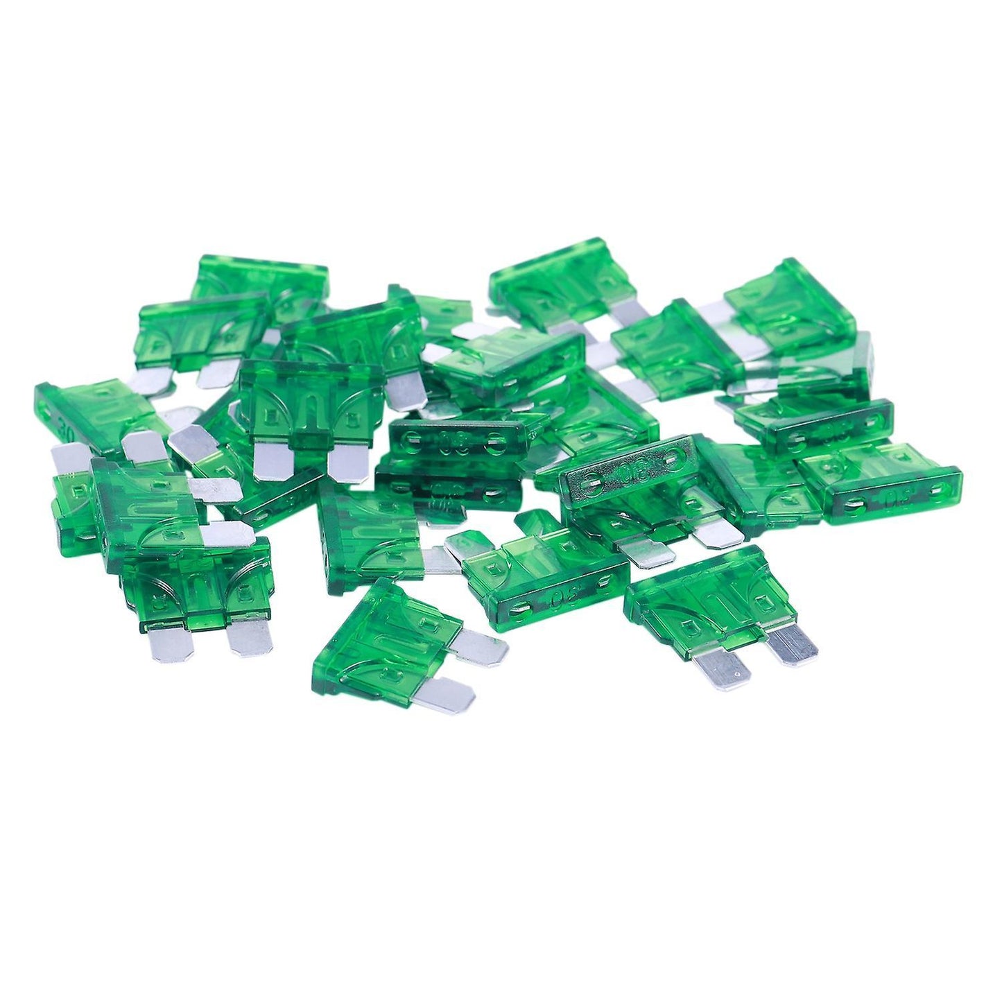 Vehicle Car 30a 30amp Green Body Two Prong Blade Atc Fuse 30pcs