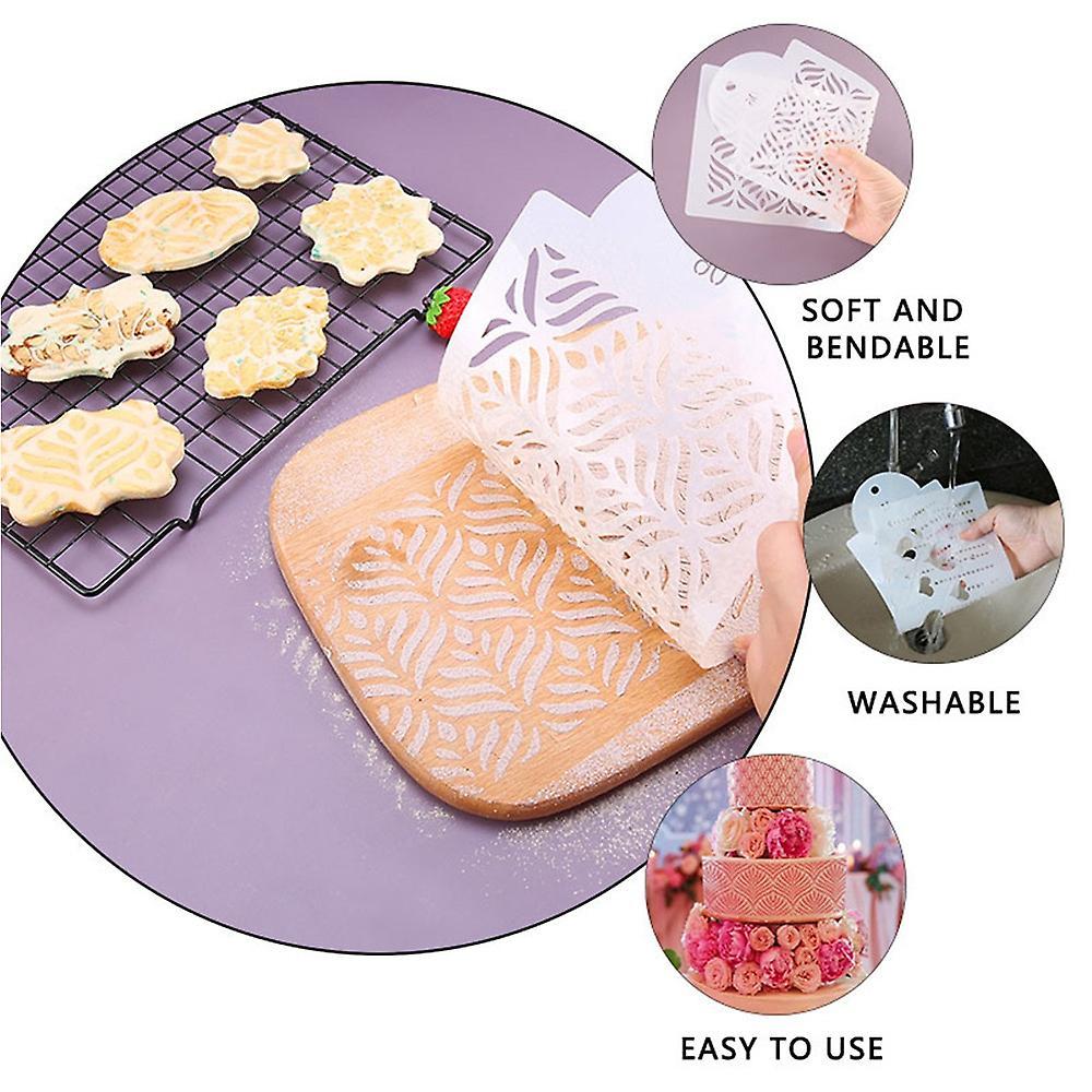 5pcs Cake Diy Bohemian Style Sugar Sieve Template Wheat Ear Cake B