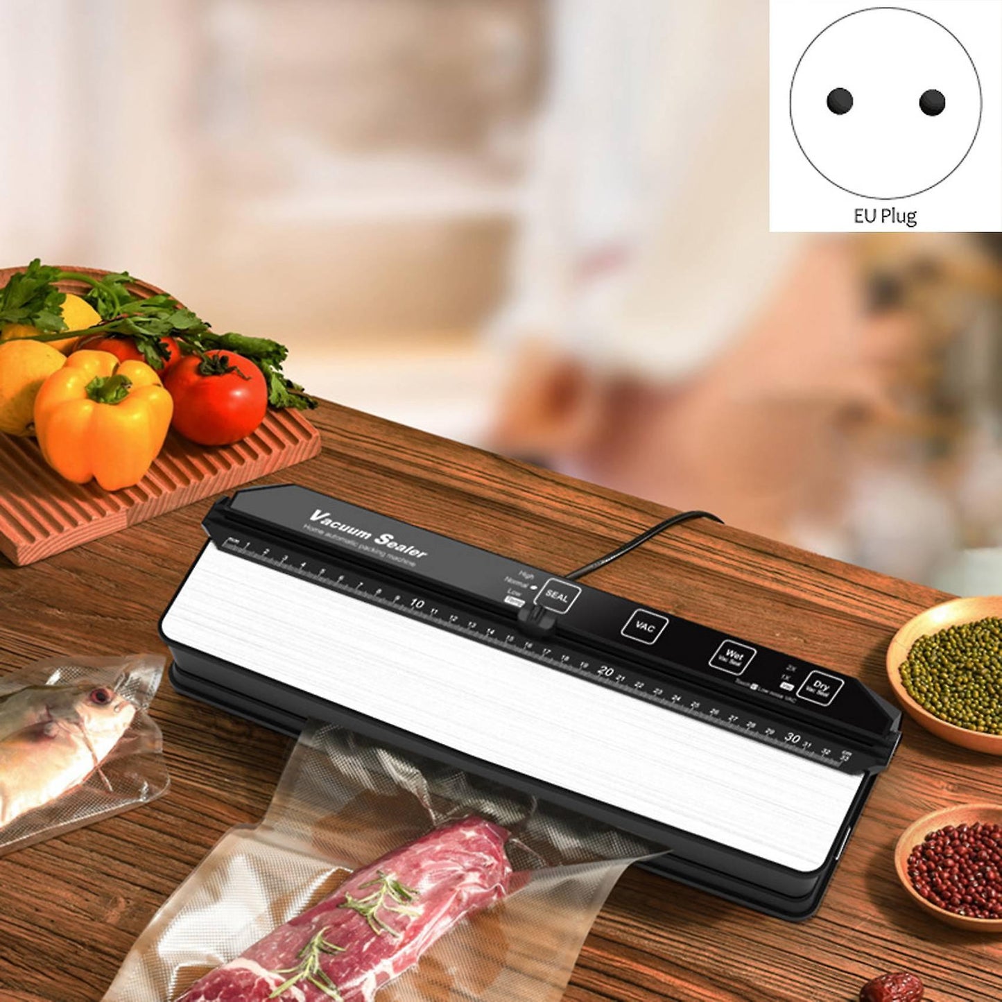 30cm Sealer Machine with 15pcs Sealer Bags for Dry Moist Food Eu Plug
