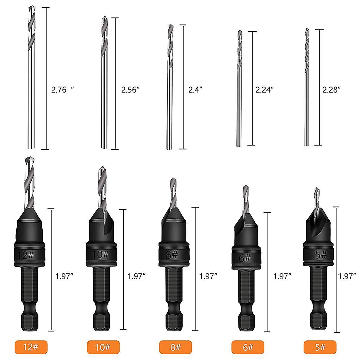 5piece Of 3/8-inch 82 Chamfer Drill Bits,sink Hole Drilling Tool Kit