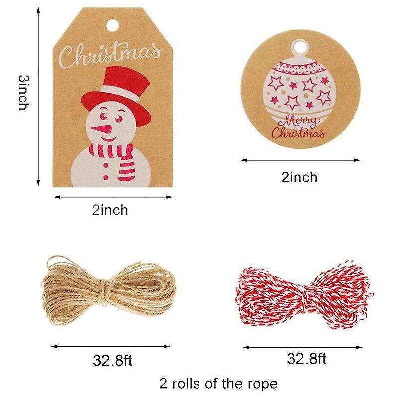 100pcs Christmas Gift Tags-kraft Hang Labels with Twine String