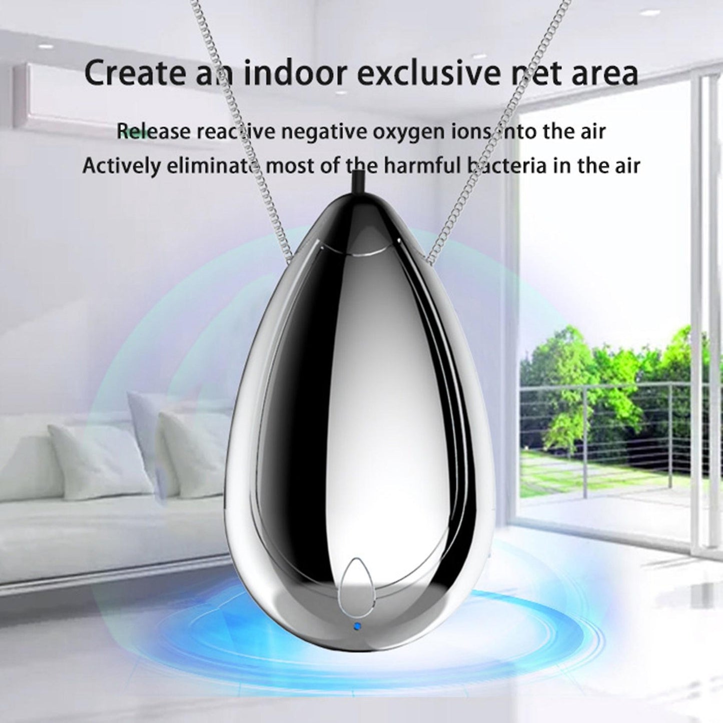 Mini Wearable Air Purifier, Personal Travel Size Air Purifier, Silver
