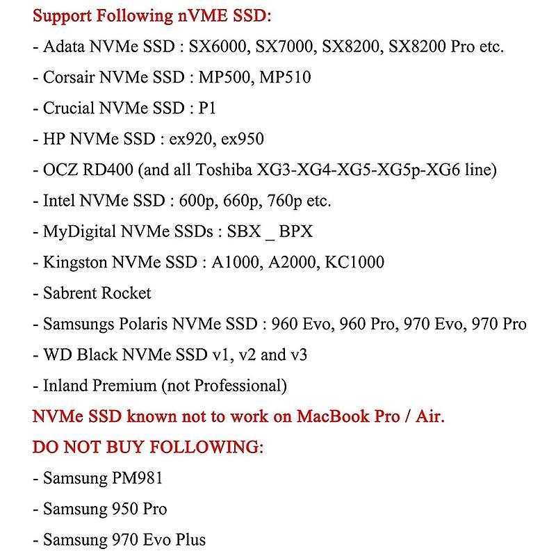 M.2 Nvme Macbook Ssd Convert Adapter for Upgraded Macbook Air Pro