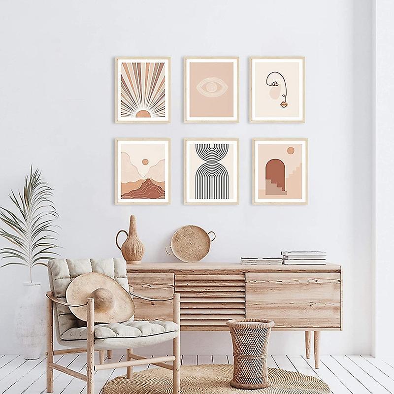 For Wall Decor - Set Of 6 Boho Prints Mid Century Wall Art (no Frame)