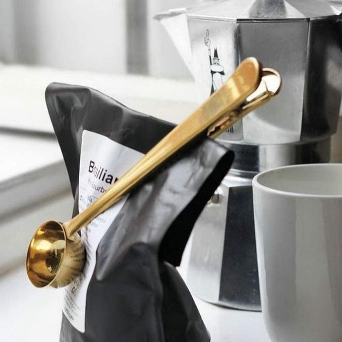 2pack 2 In 1 Coffee Scoop,with Clip-titanium Black+rose Gold