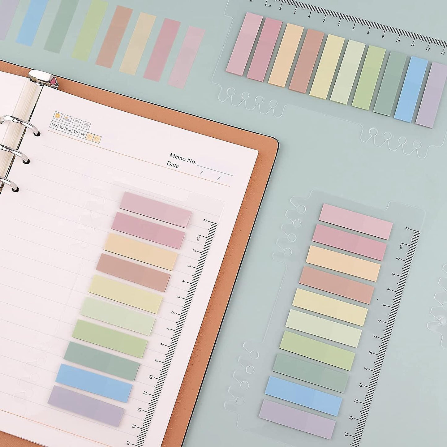 4 Sheets 800pcs Colored Flag Index Tabs, Pet Index Tabs with Ruler