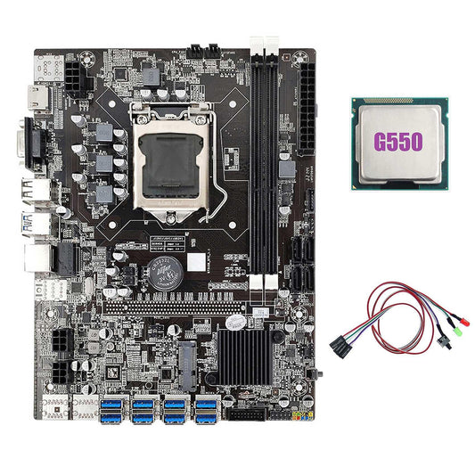 B75 Eth Mining Motherboard 8xpcie Usb Adapter+g550 Cpu+switch Cable
