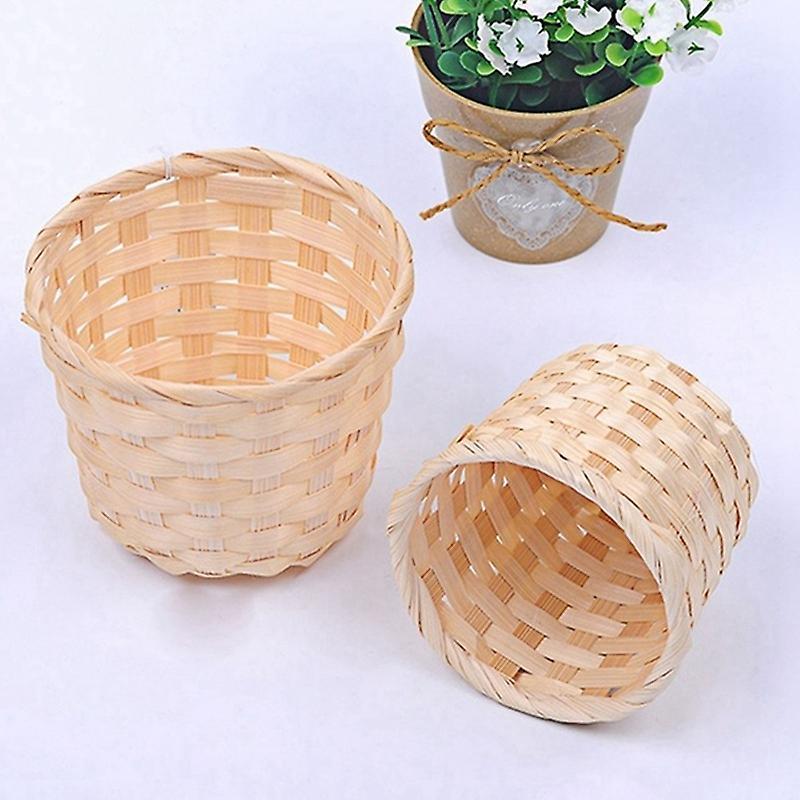10pcs Artificial Flowers Basket Straw Handmade Rattan Bamboo Baskets