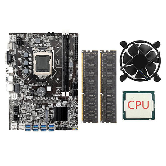 B75 Eth Mining Motherboard+2x4g Ram+ Fan+ Cpu Support Ddr3 B75 Usb