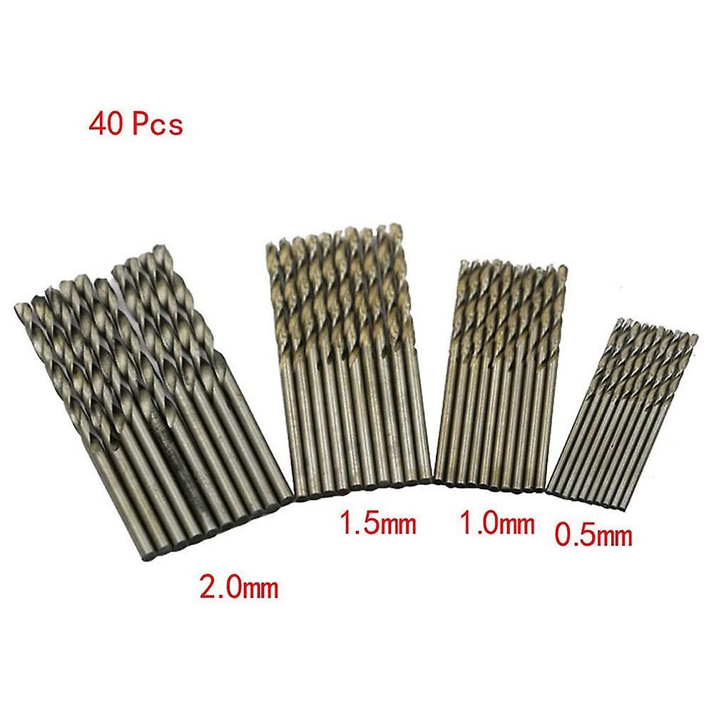 40 Pcs 0.5mm-2.0mm Straight Shank Mini Drill Set Small Drill Bits
