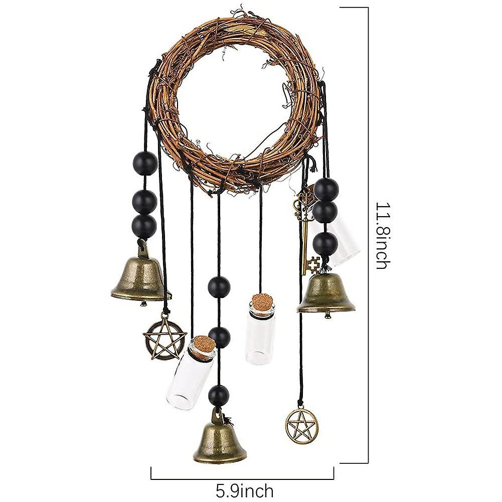 Witch Bells Wreath Handmade Wind Chimes Witch Rattan Bells