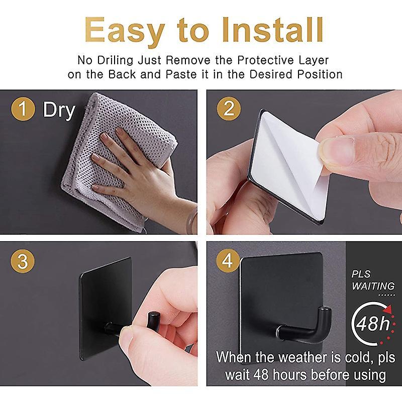 6pcs Adhesive Hooks Duty Towel Hooks for Home Hanging without Nails