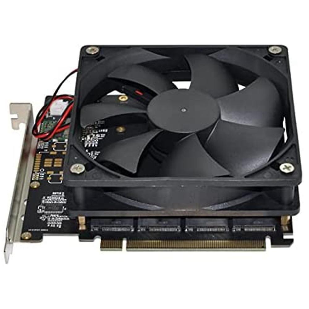 4x Nvme M.2 Ahci to Pci-e Express 3.0 Gen3 X16 Raid Card with Fan