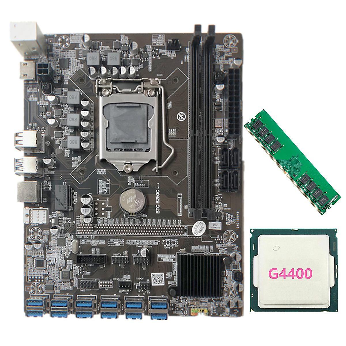 B250c 12p Motherboard for Pcie Gpu Slot+g4400 Cpu+ddr4 4g Memory Bar