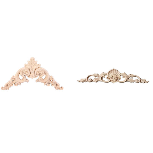 1pcs Rubber Wood Carved Corner Onlay Applique (30 X 7cm)
