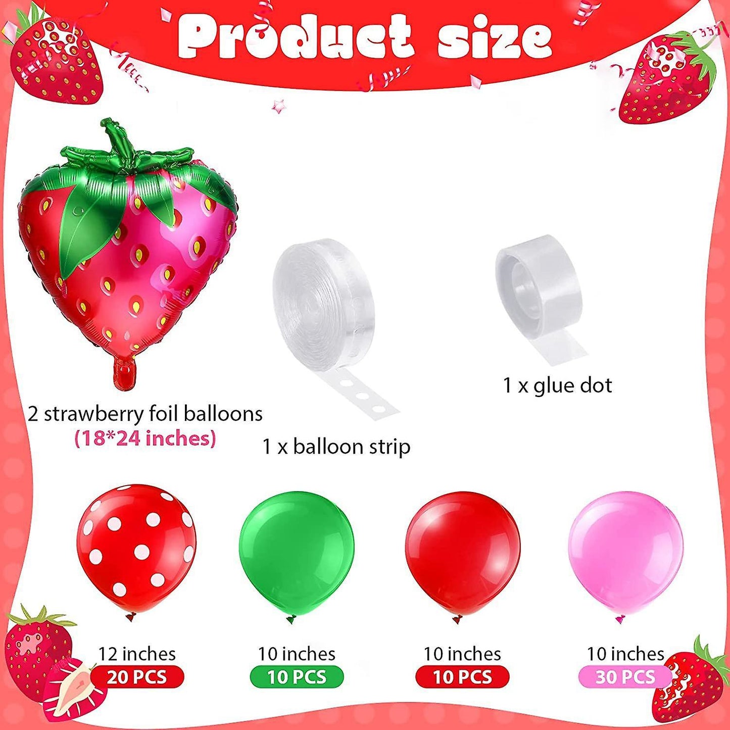 Strawberry Party Balloon Garland Set,strawberry Foil Mylar Balloons