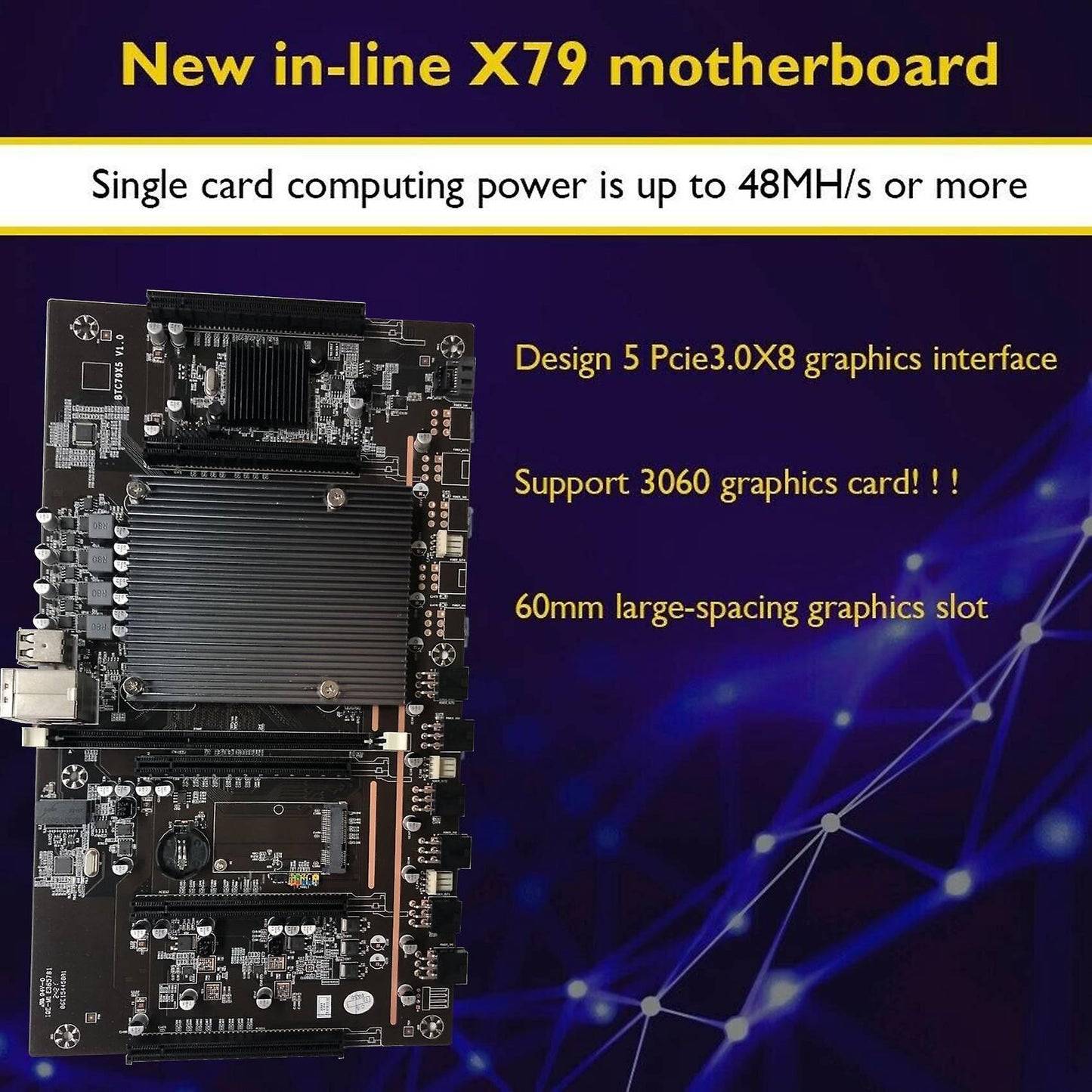 X79 H61 Btc Motherboard Support Rtx3060 Graphics Card for Btc Miner