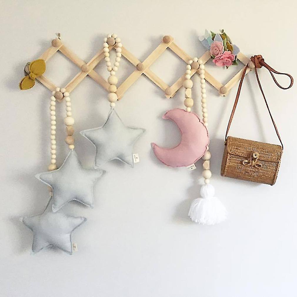 Wooden Expanding Clothes Hanger Hat Closet Wall Hook Home Decor