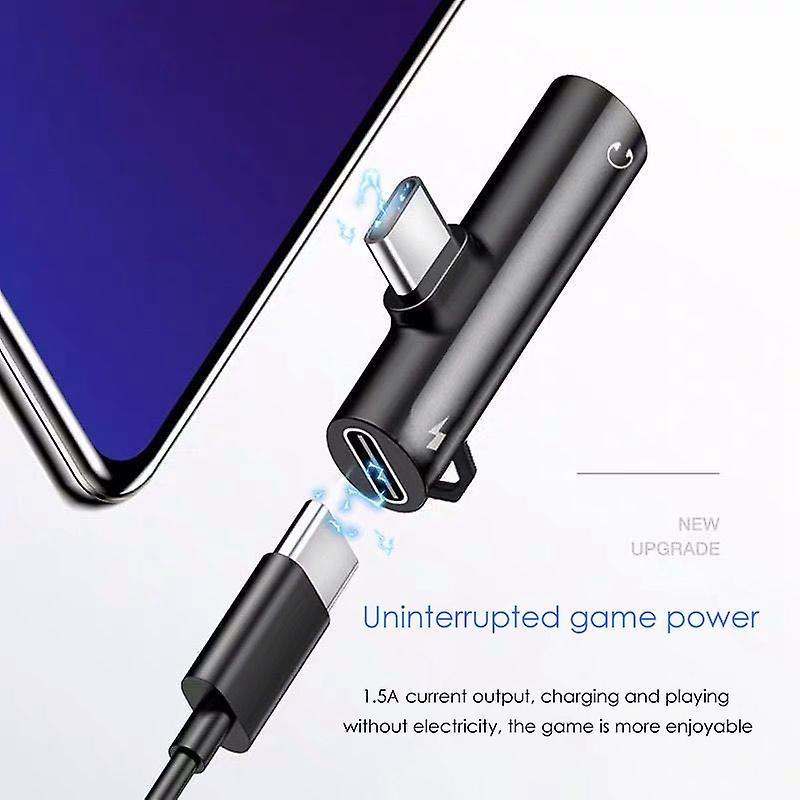 Type-c Audio Adapter 2-in-1 3.5mm Round Hole Earphone Converter