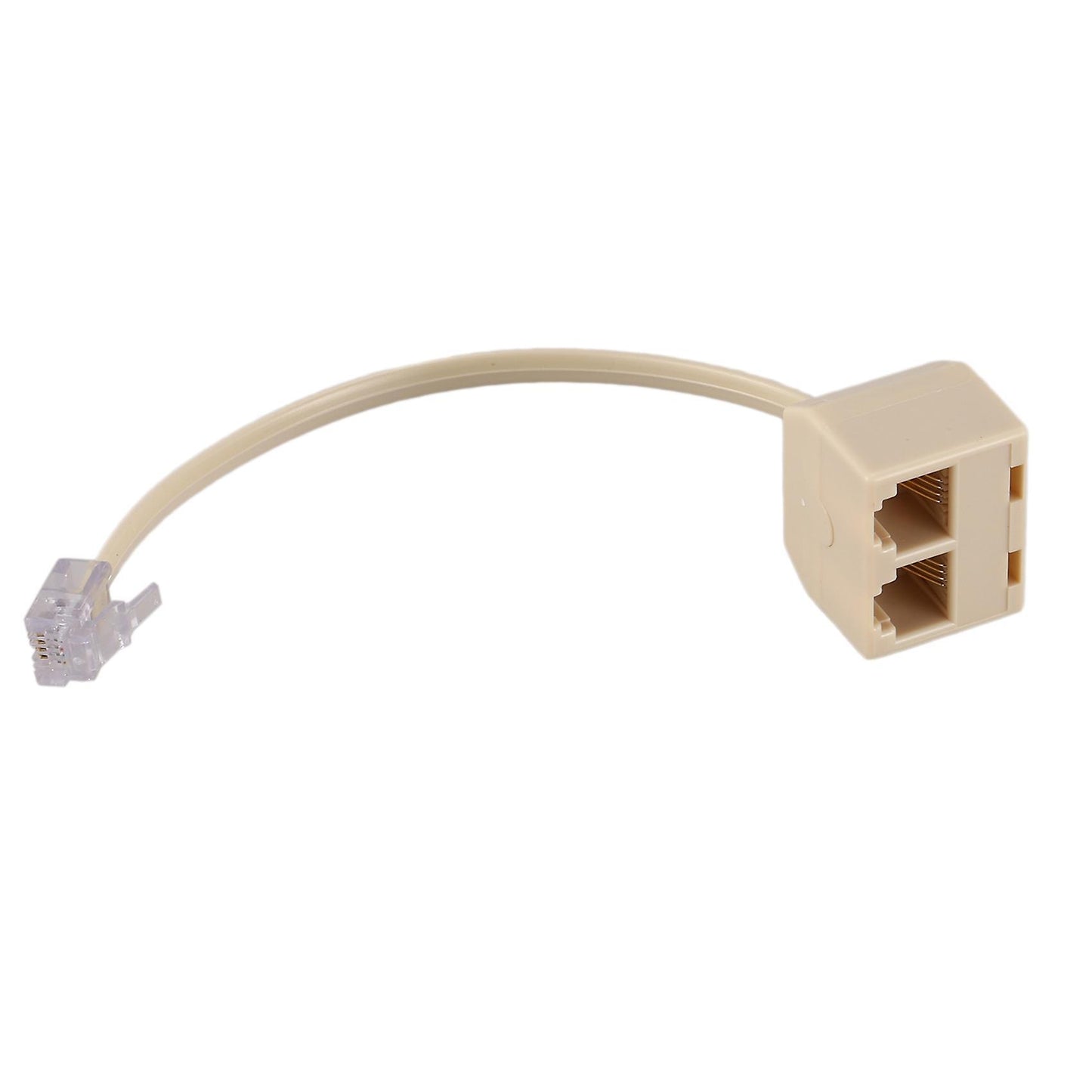 Rj11 6p4c 2 Way Outlet Telephone Jack Line Splitter Adapter Beige