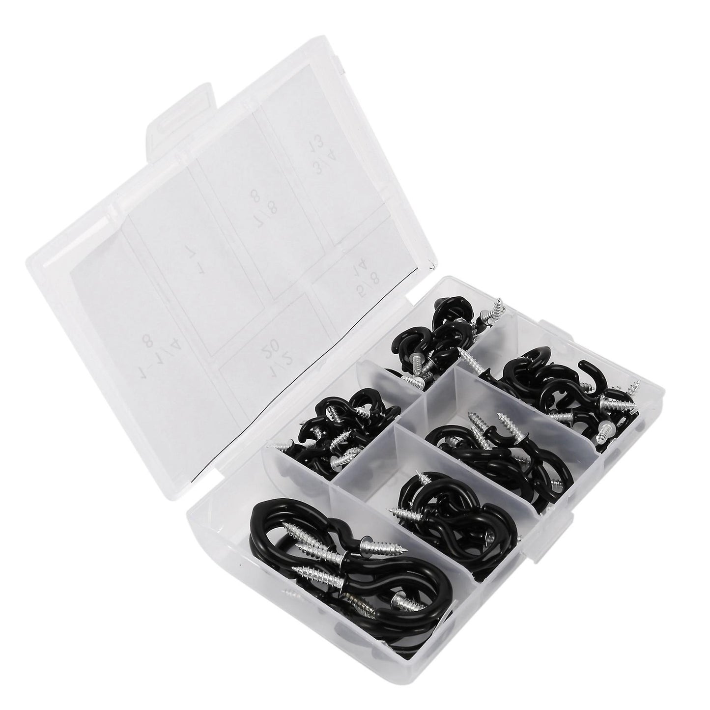 70 Pcs Black Cup Screw Hooks,6 Size for Hanging Plants, Mugs