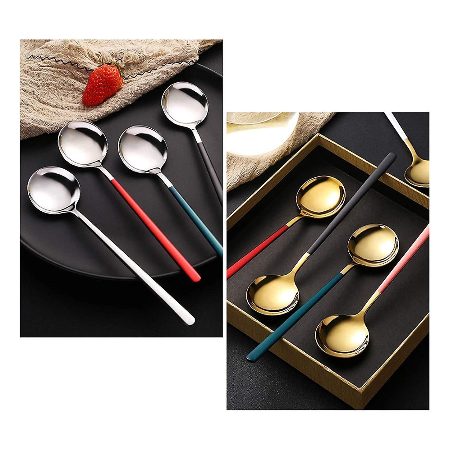 5 Pack Soup Spoons,stainless Steel for Dinner Long Handle Table Spoon