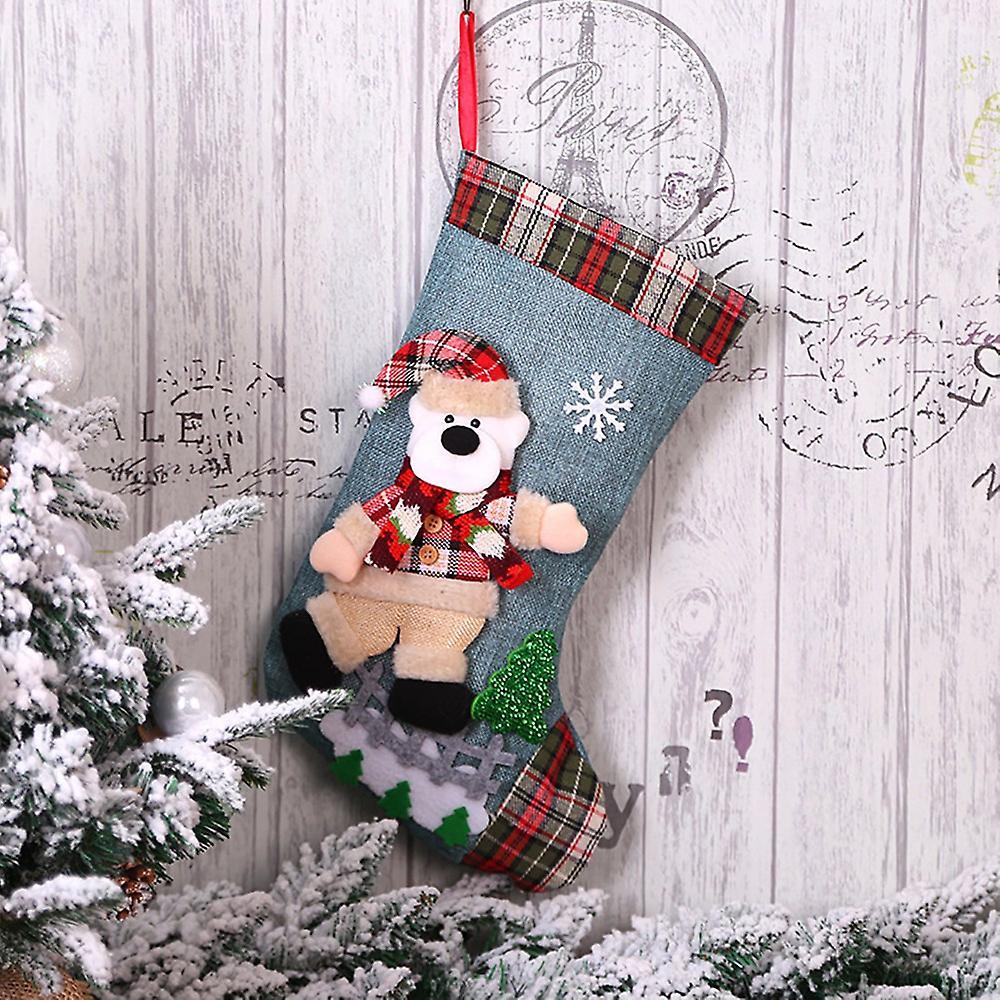2 Pack Plaid Christmas Stockings for Christmas Party Decoration, D
