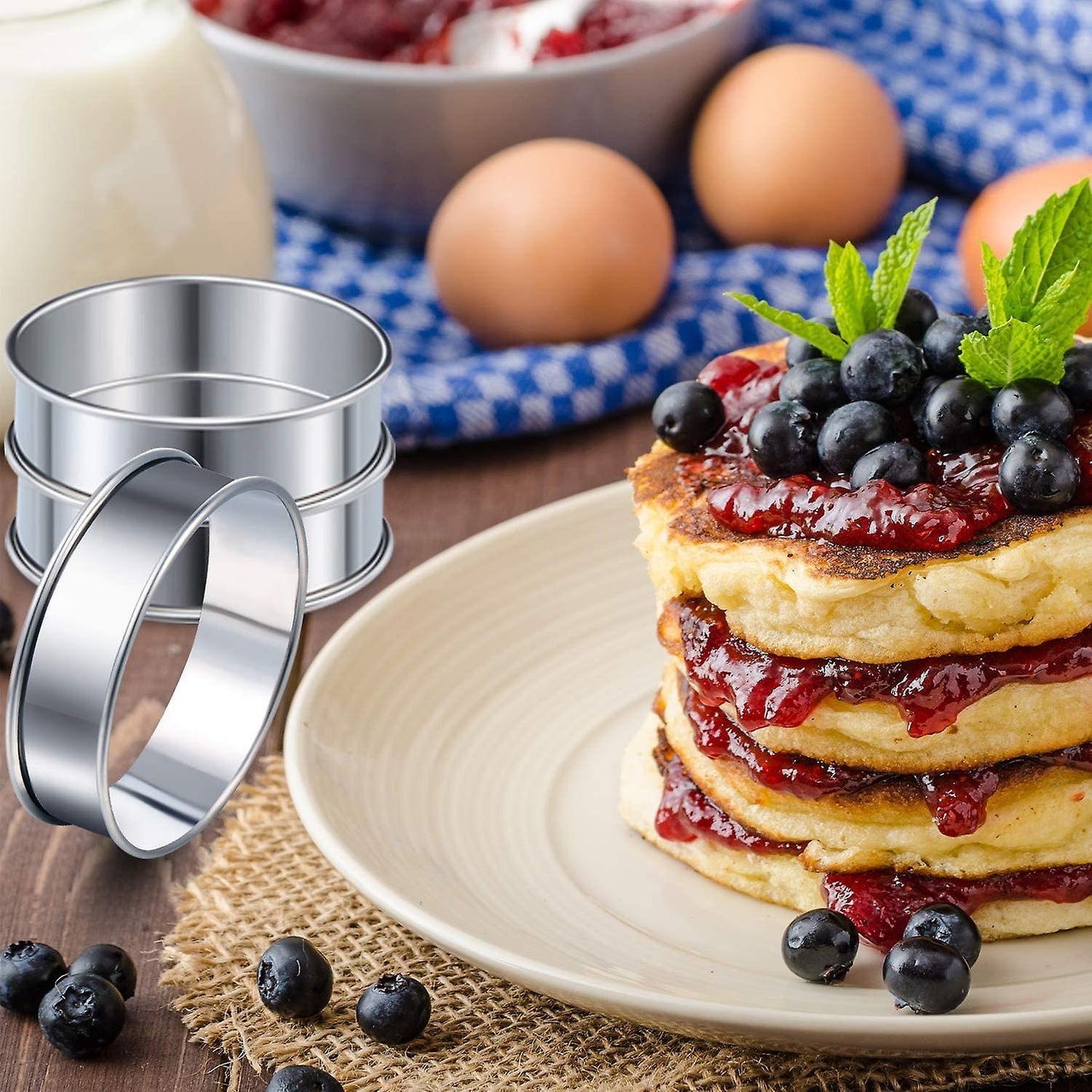 Double Rolled Tart Rings Round Muffin Rings Metal Crumpet Rings Molds