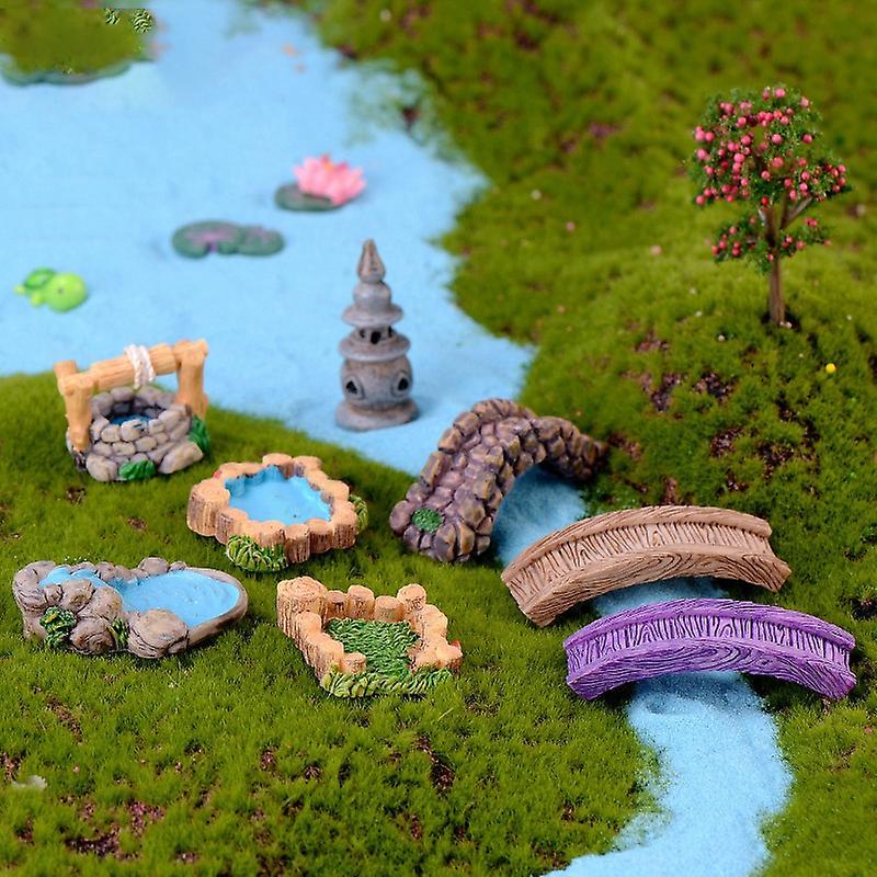 Miniature Pond Bridge Figurines Miniature Craft Fairy Garden Decor