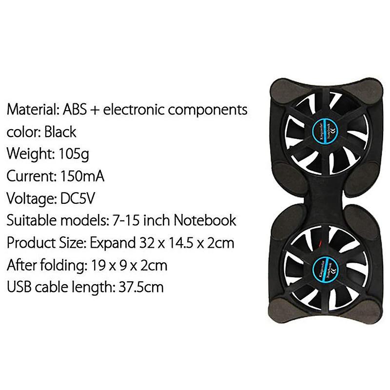 Laptop Cooling Base, Easy to Carry,with 2 Silent Fans and Usb Port