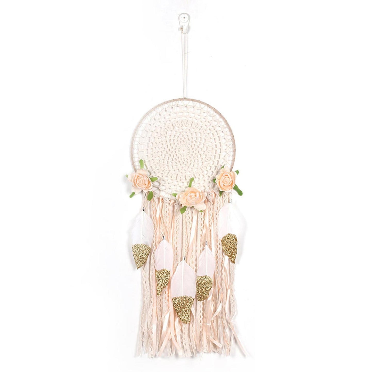 Woven Flower Feathers Boho Dream Catcher Diy Wind Chimes Wedding