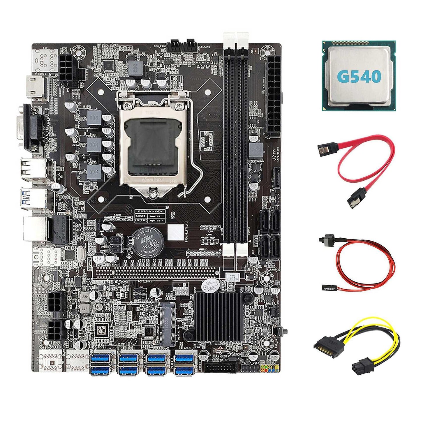 B75 Eth Mining Motherboard +g540 Cpu+sata 15pin to 6pin Cable