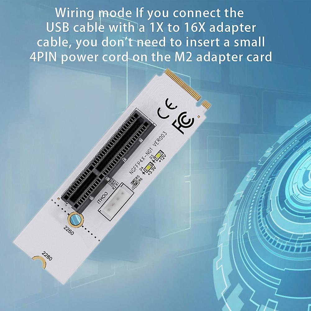 M.2 Key 1x 4x Adapter with Light Adapter Card with 4 Pin Power Cord