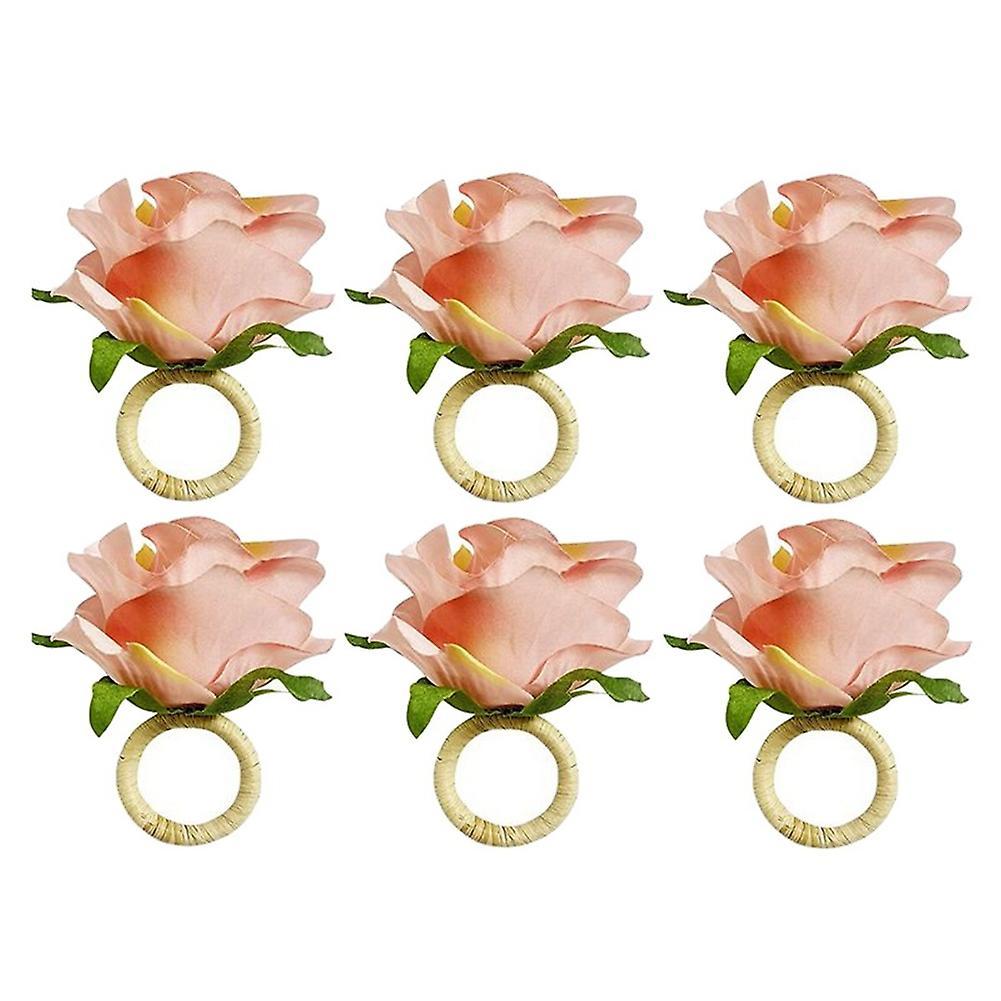 Handmade Champagne Rose 6pcs Napkin Rings for Home, Dining Room