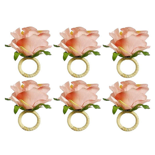 Handmade Champagne Rose 6pcs Napkin Rings for Home, Dining Room