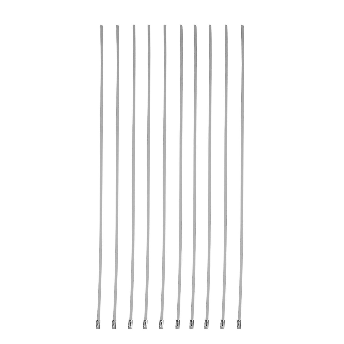 10pcs 17.7" Stainless Steel Locking Cable Ties Silver