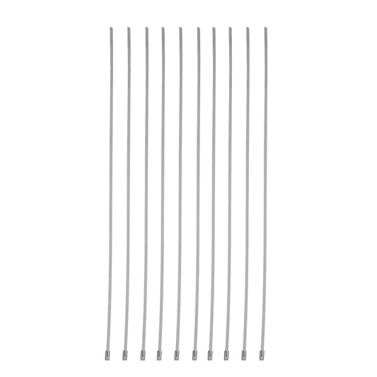 10pcs 17.7" Stainless Steel Locking Cable Ties Silver