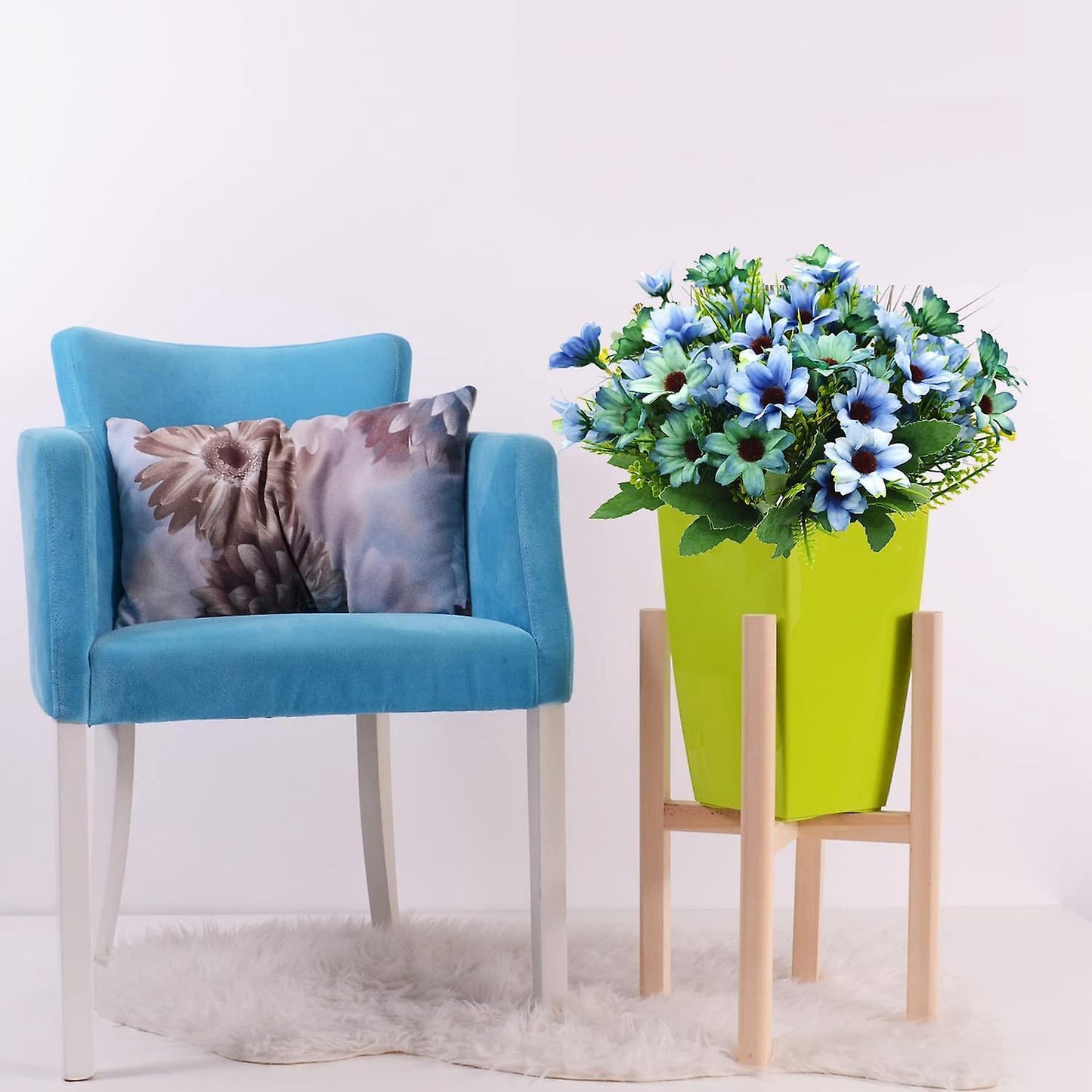 Artificial Wildflowers Fake Daisy Silk Faux Flowers Blue