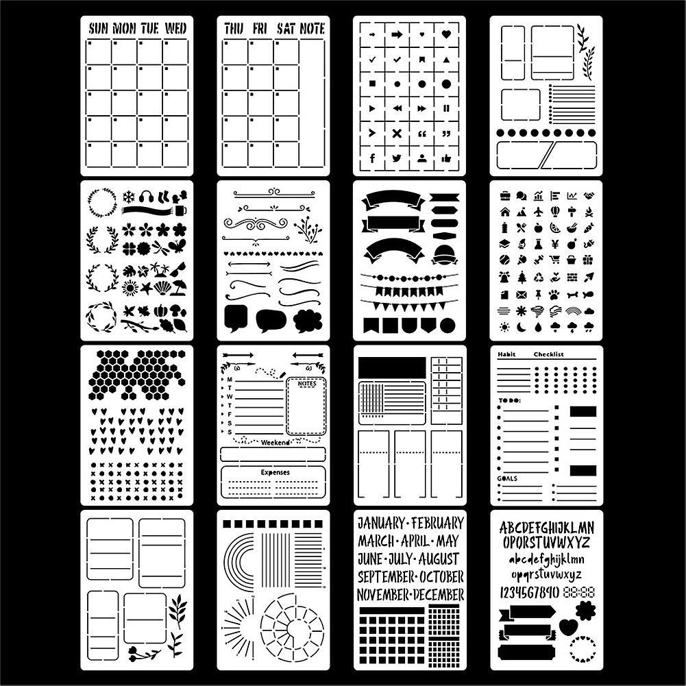 16pcs Journal Stencils Set for Journal Stencils A5 Dotted Journals