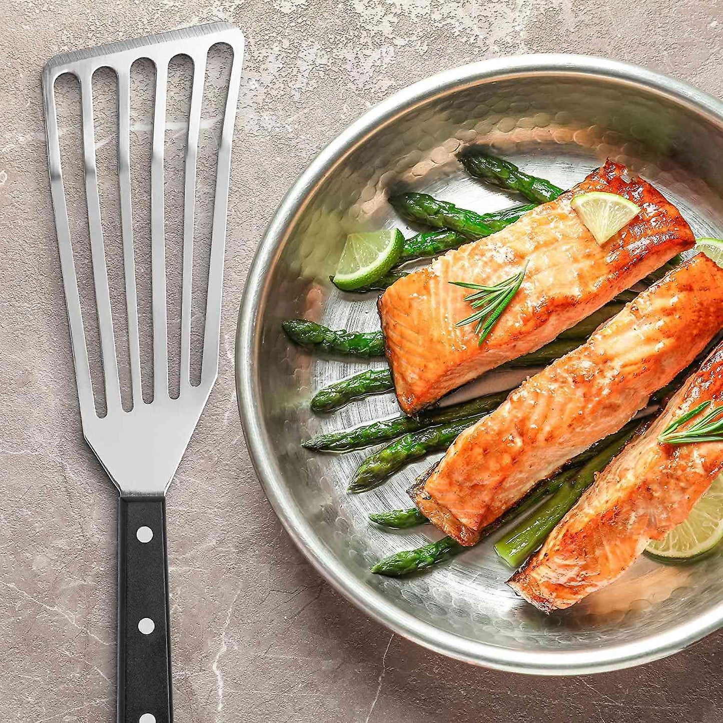 12.4inch Fish Spatula- Slotted Fish Turner Spatula with Sloped Head