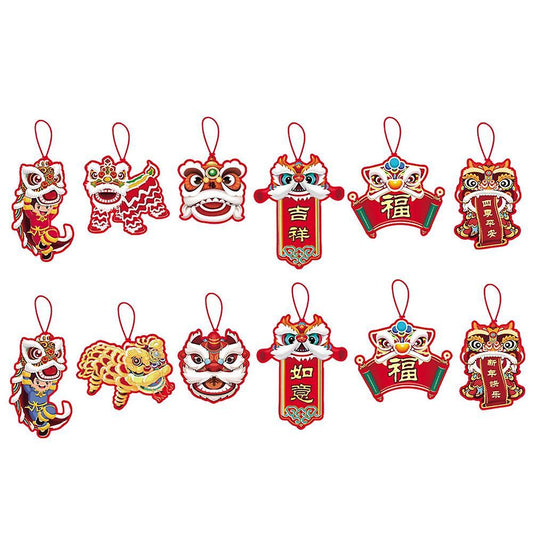 2022 Tiger 12pcs/pack New Year Decor Chinese Knot Hanging Ornaments,a