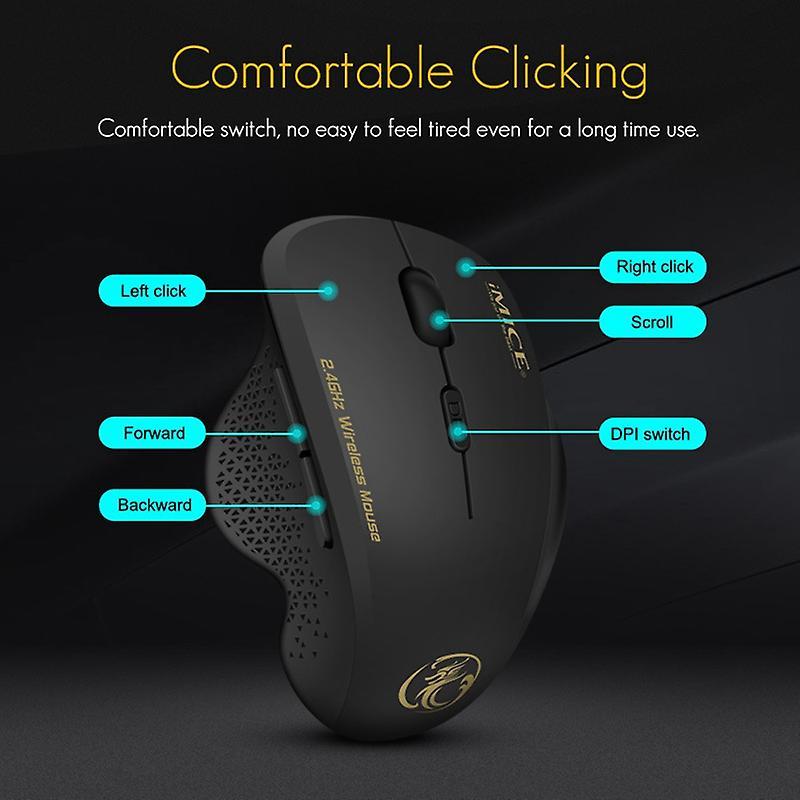 Imice Wireless Mouse 6 Keys Led 1600 Dpi Computer Charge Mouse