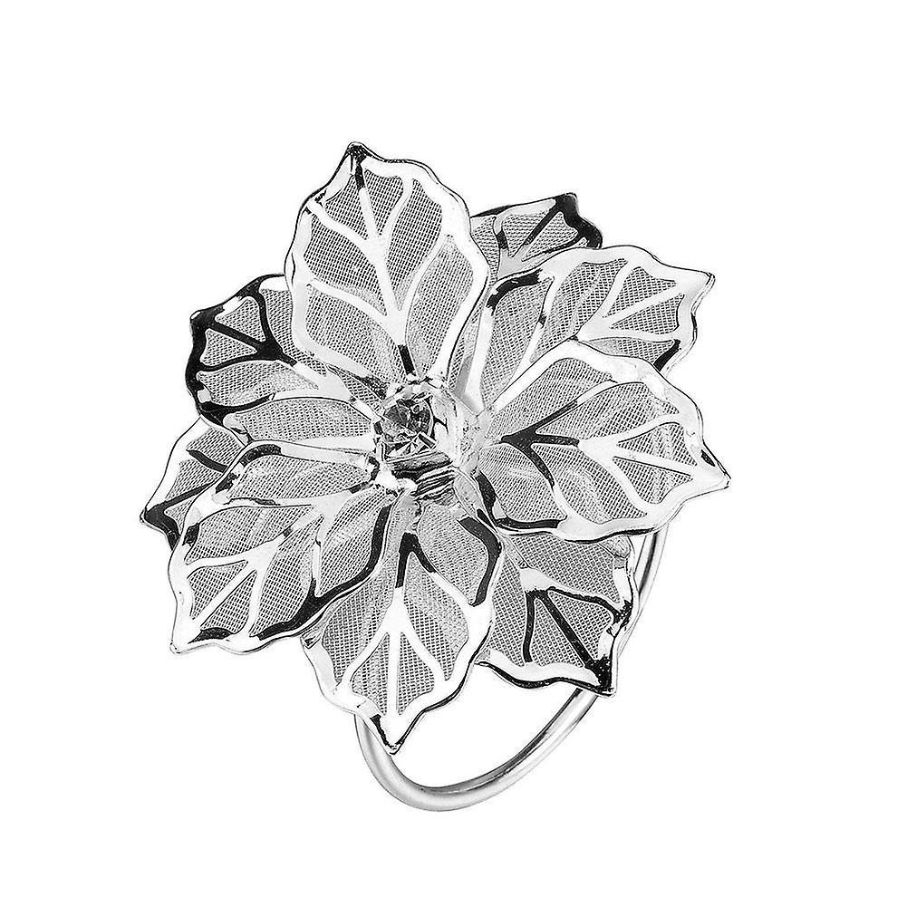 12 Pcs Metal Napkin Ring Flower Design Towel Napkin Ring Decoration