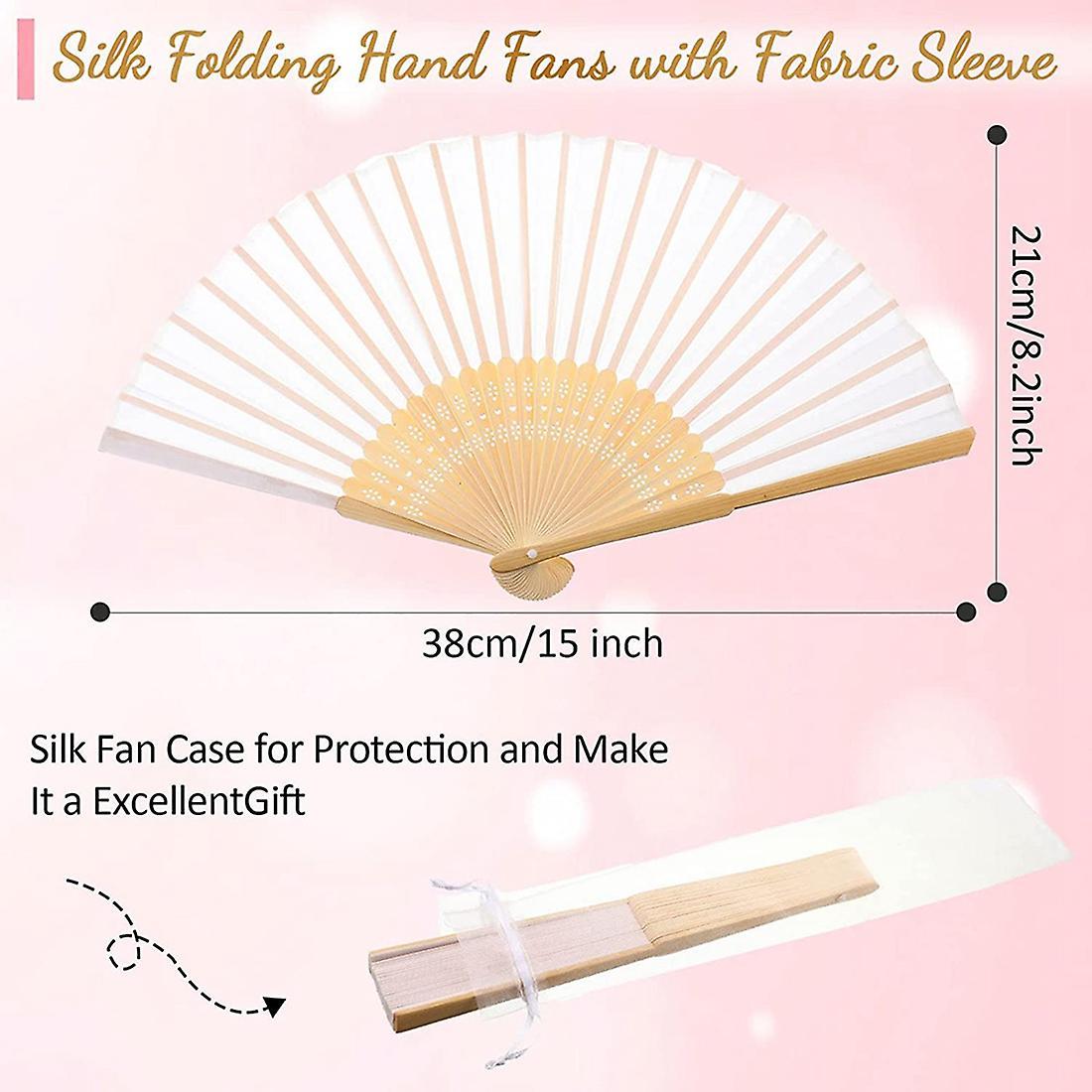 Bamboo Folding Hand Fan for Wedding Bridal Shower Prom Party Decor