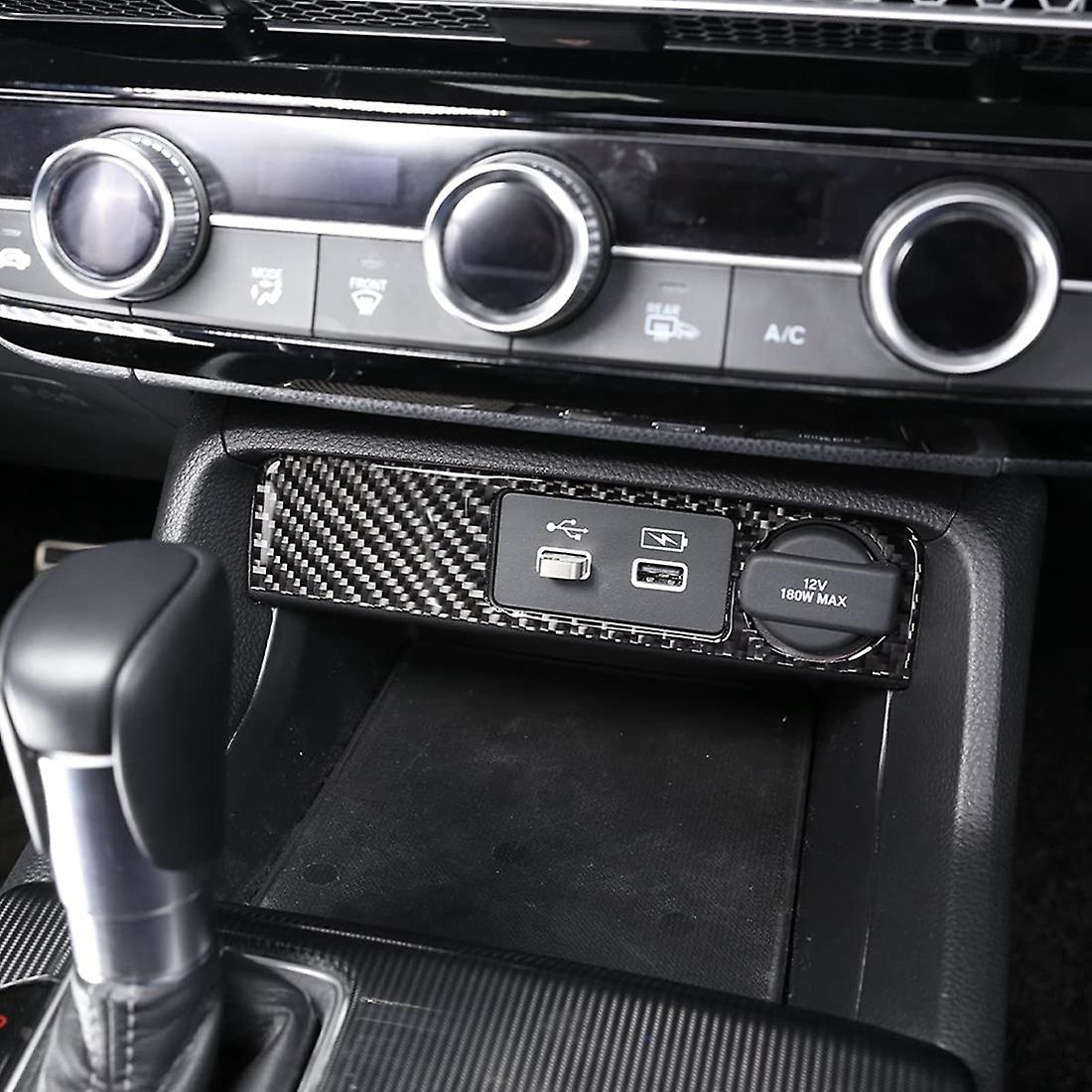 Carbon Fiber Car Usb Charging Switch Knob Panel Frame Trim Interior