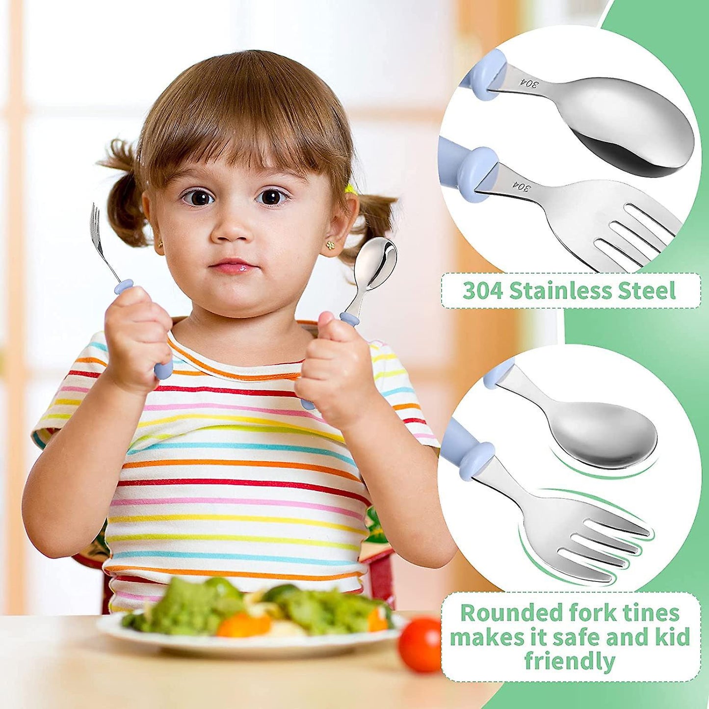 3 Sets Toddler Utensils Toddler Flatware Set Blue,green,pink