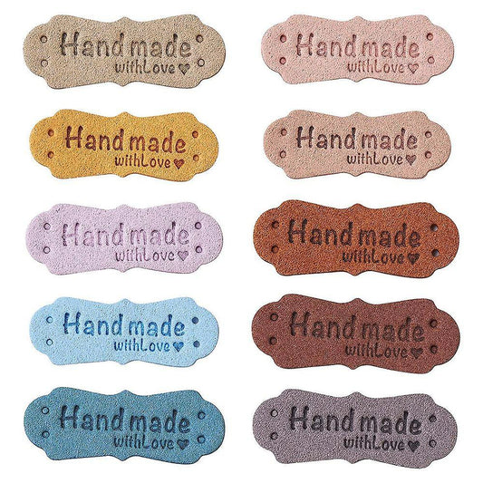 50pcs Pu Leather Labels Tags for Handmade Diy Hats Bags Hand Made